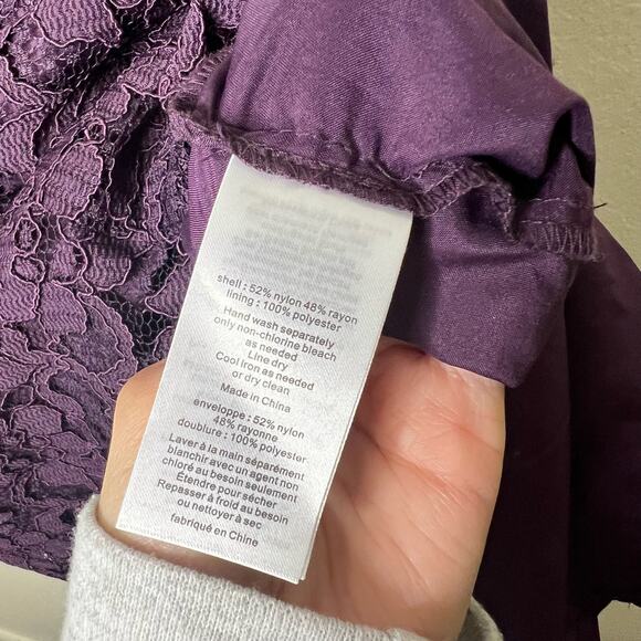 David's Bridal Tank Dress 26 Plus Size Purple Plum Lace Mini V-Neck Bridesmaid - Picture 4 of 9